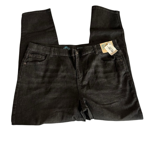 Black Relaxed Fit Jeans with Subtle Sheen - Picture 1 of 7